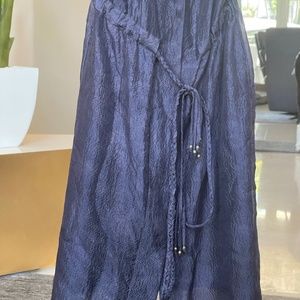 Veronica Beard 100% silk zip-up the front Navy dress with knot detail onshoulder